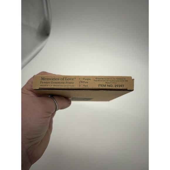 Russ Miniature Pink Rhinestone Picture Frame Memories of Love Round - Picture 2 of 3